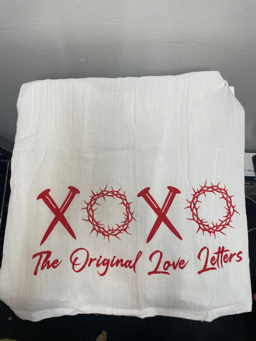 White Kitchen Towel The Original Love Letter 28x28 | Valentine Dish Towel