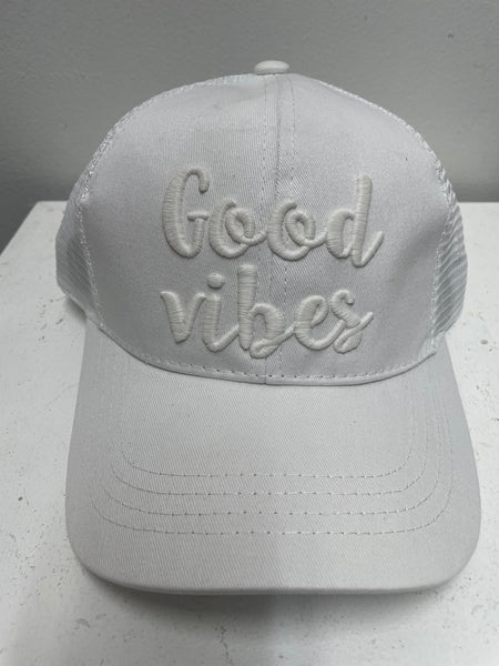 C.C. Pony Ball Cap Good Vibes Amanda Queen