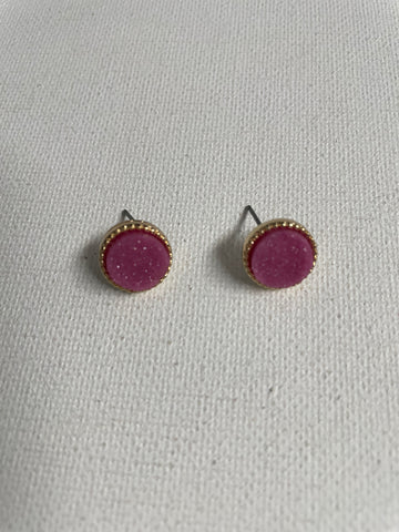 Pink Druzy Stud earrings Whitney Wilkins