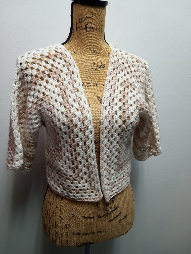 Women's Medium Handcrafted Crochet Short sleeve Sweater Hannah Bodker