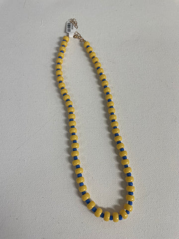 16" Beaded Necklaces-yellow/Blue 