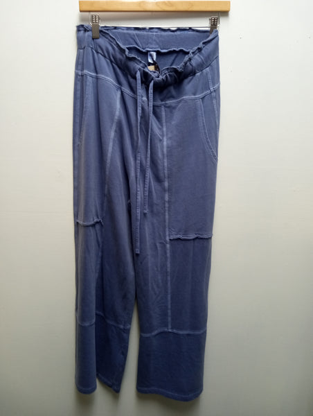 Zenana Blue Pull On Pants w/tie waist/deep pockets