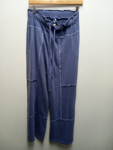 Zenana Blue Pull On Pants w/tie waist/deep pockets