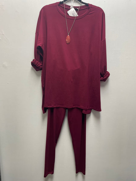 Zenana Dark burgundy Plus-Pant Suit OhhMy! Gifts and Things, LLC