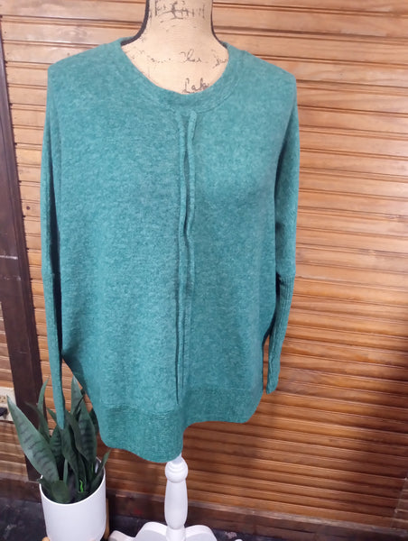 Zenana Melange Hacci Oversized Sweater | Relaxed Everyday Style/GREEN