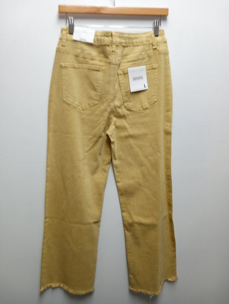 Zenana Mustard Denim Jean w/frazzle bottom