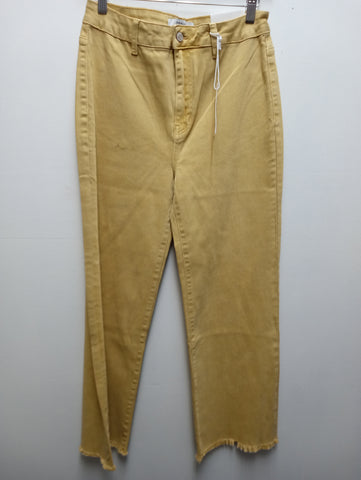 Zenana Mustard Denim Jean w/frazzle bottom