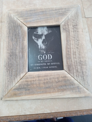 11"x15" Handmade Wood frame w/5x7 Insert "GOD Is My Sheild My Strenght My Refuge" Psalm 27:1 Rick Dantzler
