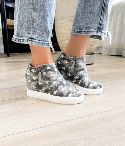 Ari Sneaker Wedge in Denim Naughty Monkey