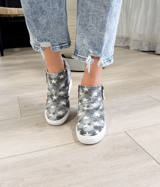 Ari Sneaker Wedge in Denim Naughty Monkey