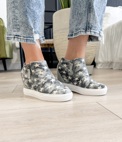 Ari Sneaker Wedge in Denim Naughty Monkey
