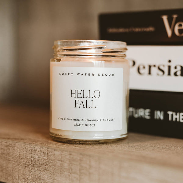 Hello Fall 9 oz Soy Candle - Fall Decor & Gifts Sweet Water Decor