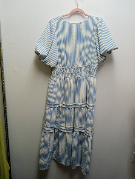 She t Sky Blue/White Stripe Maxi Dress