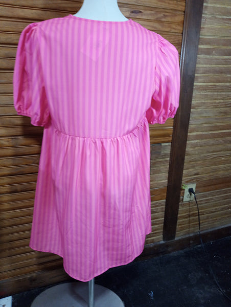 Mauve/Pink striped mimi dress w/front bows