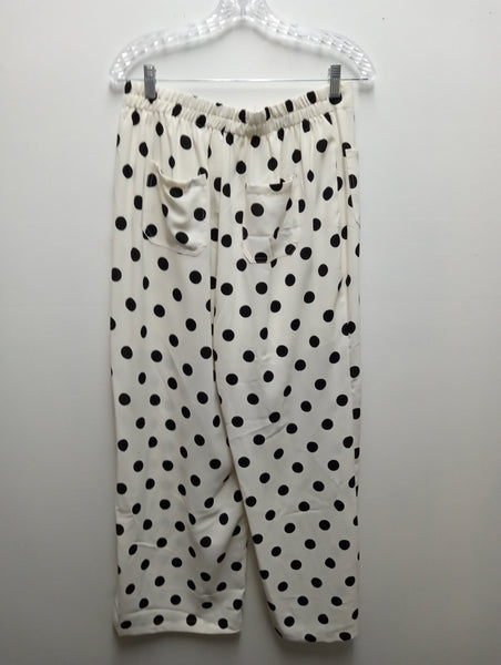 White & Black Polka Dot Pants with Pockets for Women Amanda Queen