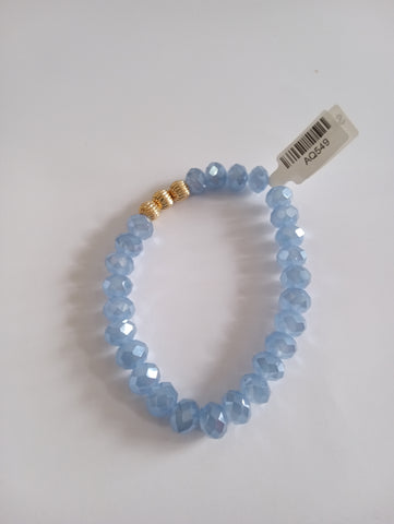 Blue Beaded Bracelets/3 gold beads