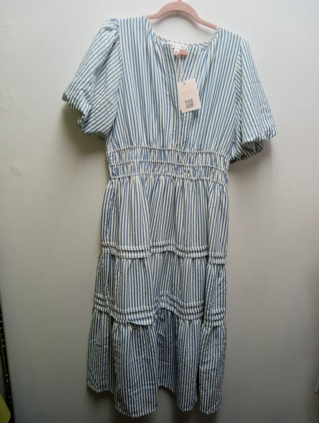 She t Sky Blue/White Stripe Maxi Dress