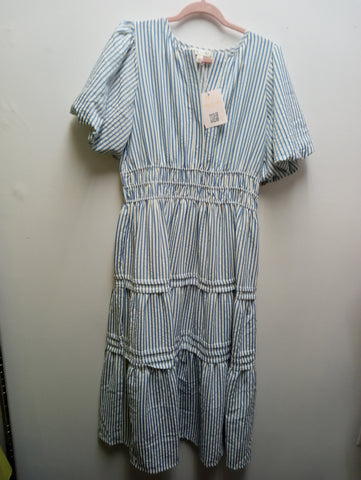 She t Sky Blue/White Stripe Maxi Dress