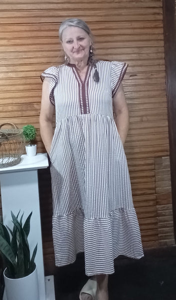 Brown stripped dress