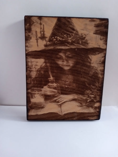 Handmade Burnt Wood Lasered Art Shelf Sitter