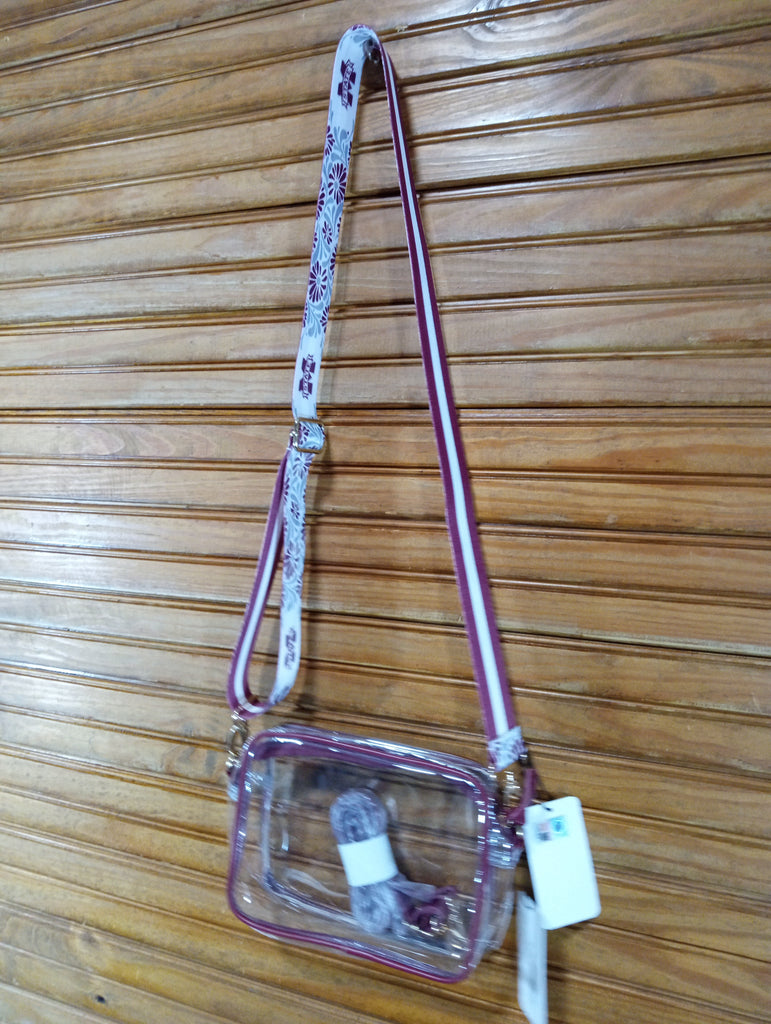 clear bag w/ms state floral strap