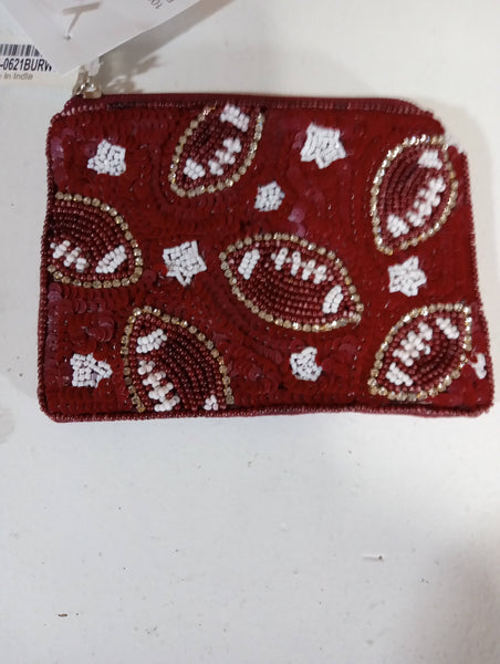 5"x3 1/2" beaded football Coin Bag Amanda Queen