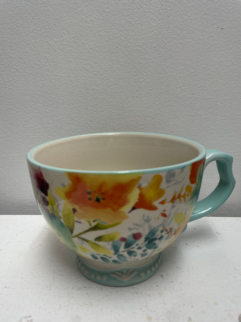 Mint Green Floral Cup 4x6 | Decorative Planter | Home Decor Gift OhhMy! Gifts and Things, LLC