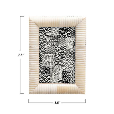 Hand carved Cream Photo Frame holds 4"x6"