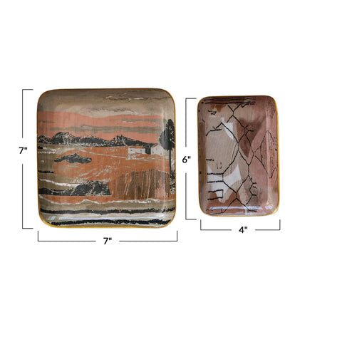 Enameled Metal Tray-small & large 7"x7" and 6"x4"