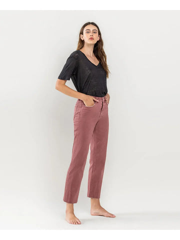 Loverlet High Rise Crop Straight Light Maroon Jean