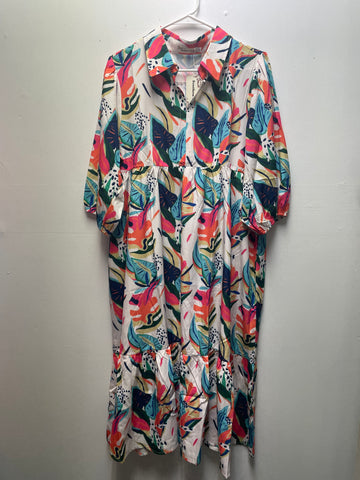 Southern Stitch Large Floral Maxi dress 3/4 sleeve w/collar