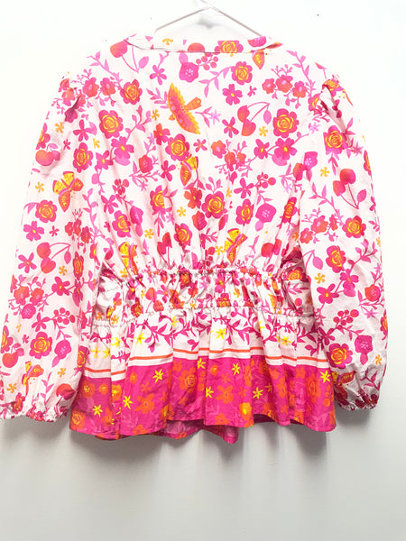 Floral Button Down Shirt XL | Pink Orange Yellow Long Sleeve Blouse Top OhhMy! Gifts and Things, LLC