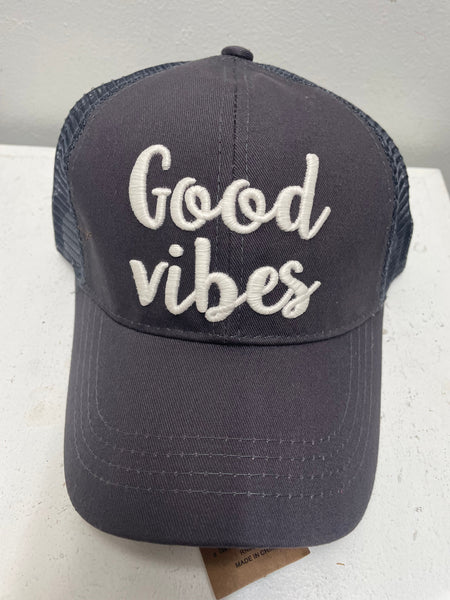 C.C. Pony Ball Cap Good Vibes Amanda Queen