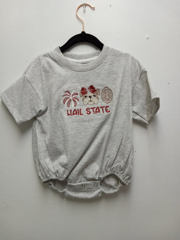 Girls Gray Hail State Romper – MSU Football Fan Baby Outfit