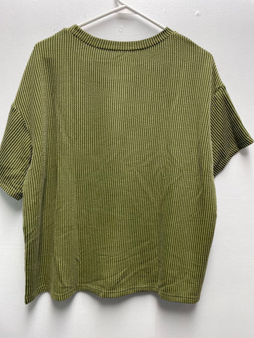 Mossy Green Ribbed Shorts and short sleeve top Set Whitney Wilkins