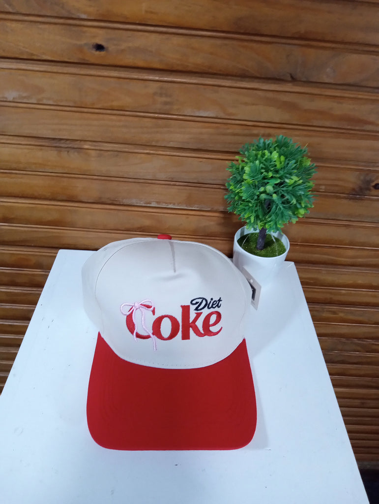 Diet Coke Tan/Red Hat w/pink ribbon