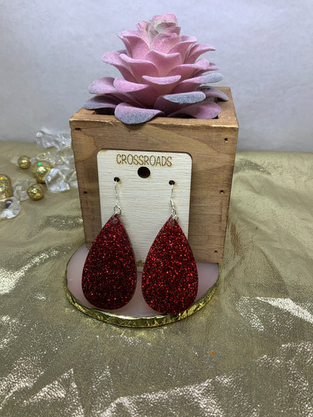 Teardrop Solid Earrings-Scarlet Glitter