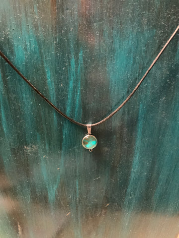 Small Gold Teal Pendent Necklace