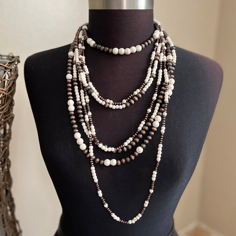Brown & soft white Beaded Necklace OhhMy! Gifts and Things, LLC