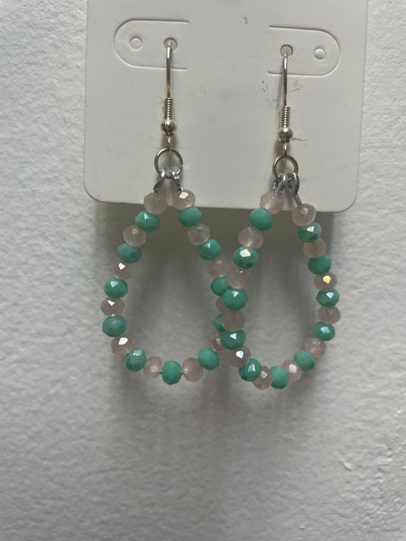 Silver Beaded Teardrop Dangle Earrings | 1.5" Statement Amanda Queen