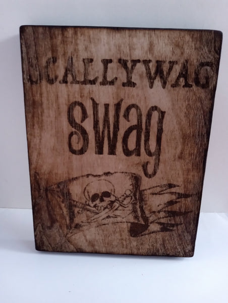 Handmade Burnt Wood Lasered Art Shelf Sitter