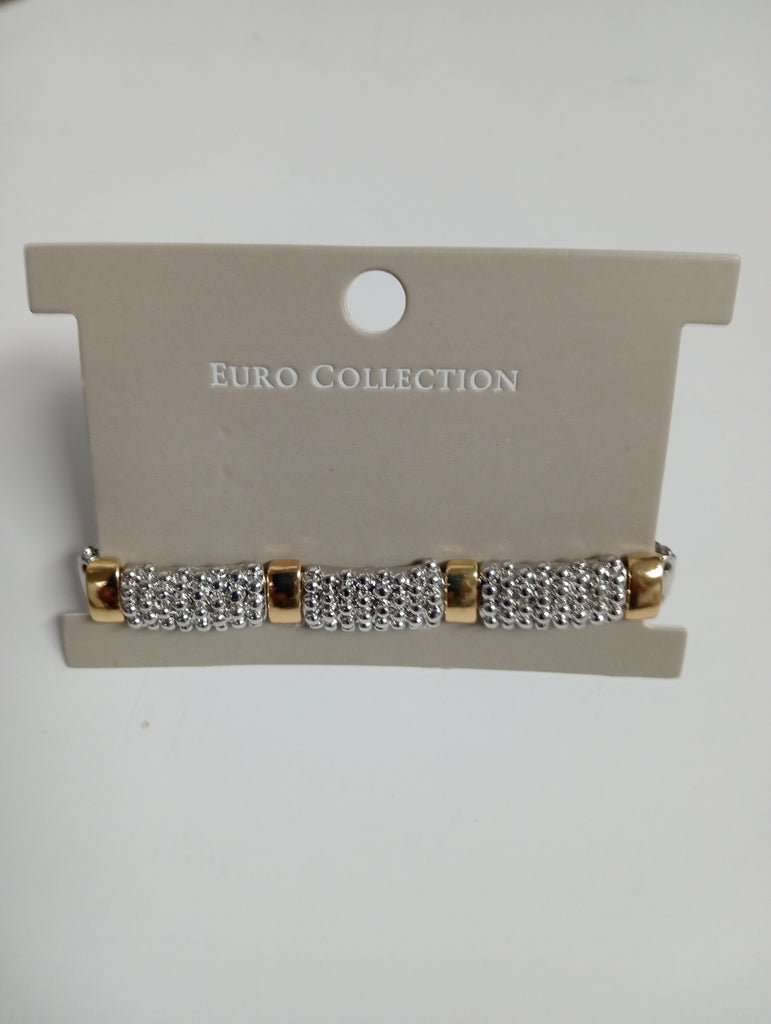 EURO Collection Silver & Gold Stretch Bracelet – Chic