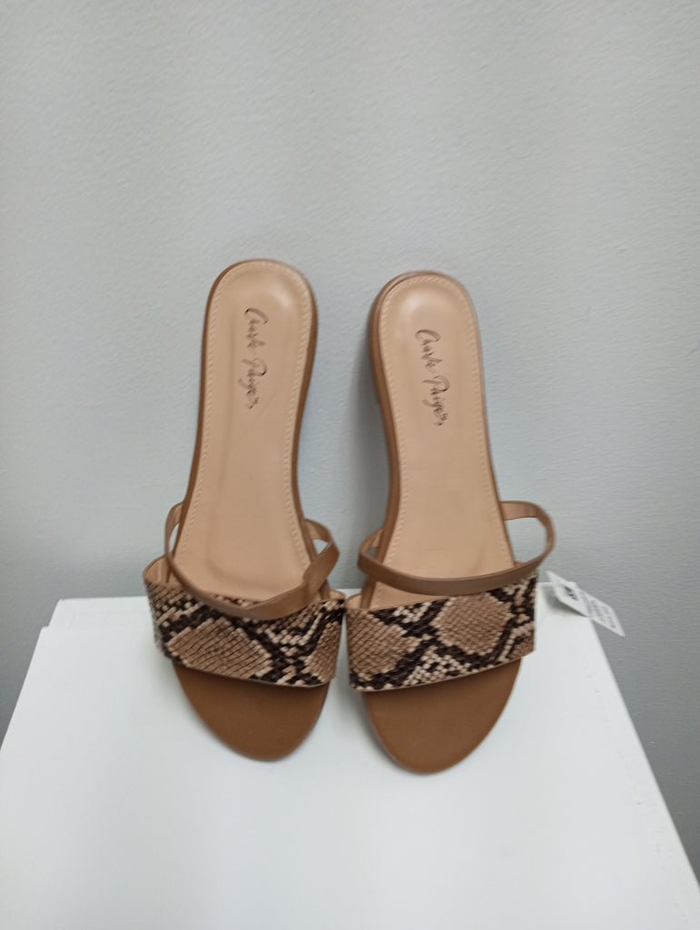 Snakeskin double strap flat Sandals