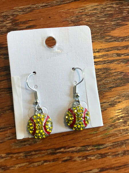 Softball Dazzled earrings-Yellow