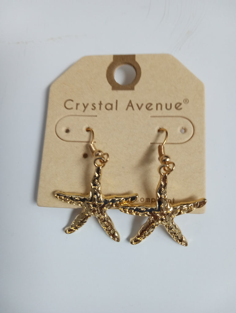 Gold Starfish Dangle Earrings | Coastal Beach Jewelry
