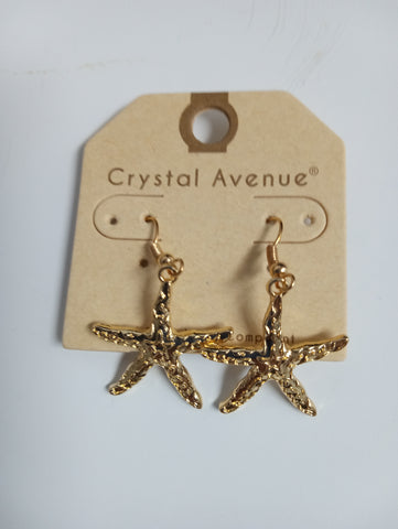 Gold Starfish Dangle Earrings | Coastal Beach Jewelry