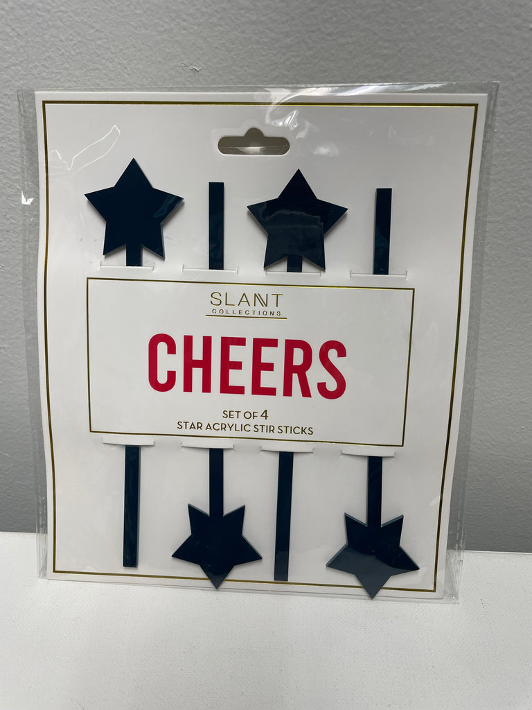 Slant Selection Stir Sticks set of 4-Navy stars-CHEERS