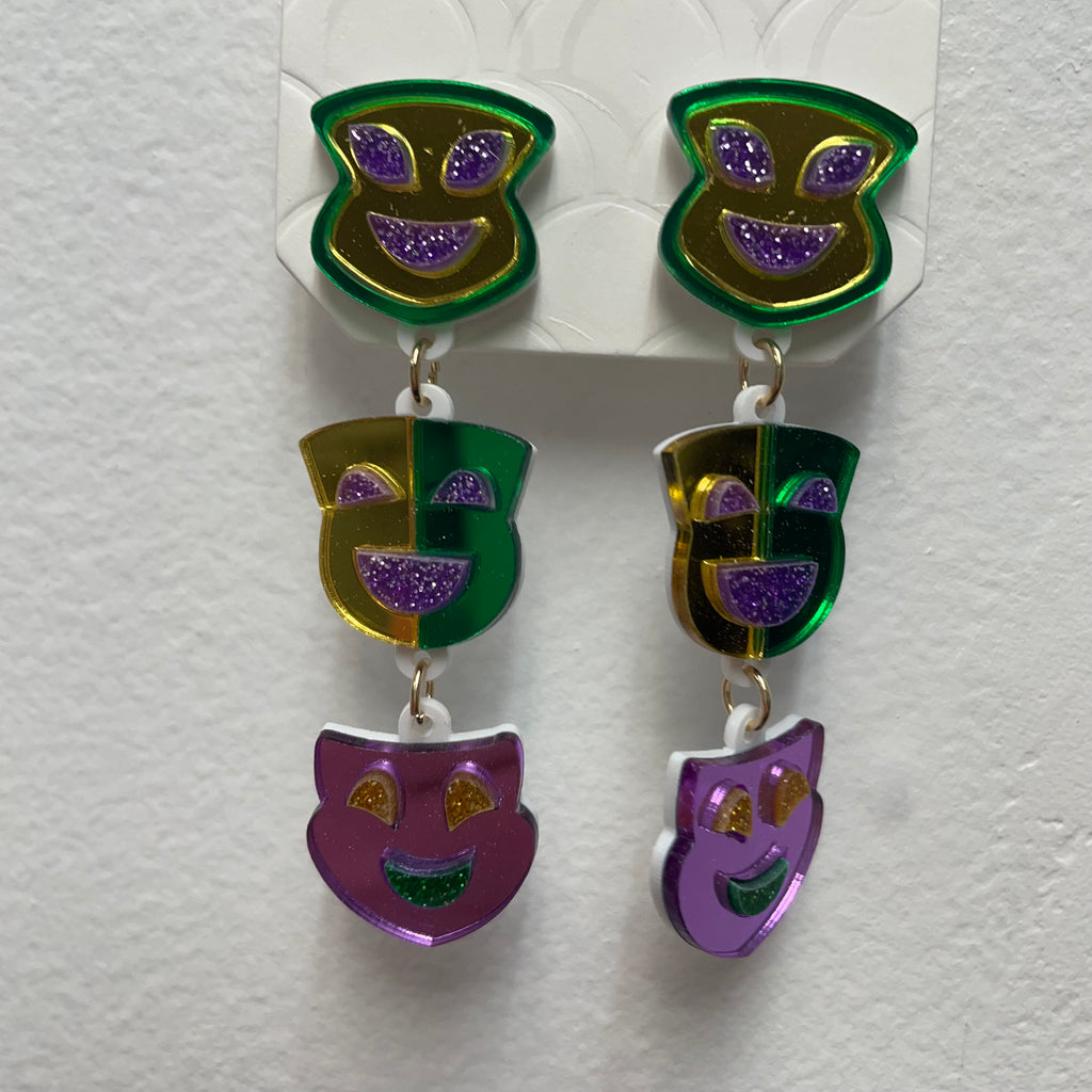 3-tier Mardi Gra stud Earrings