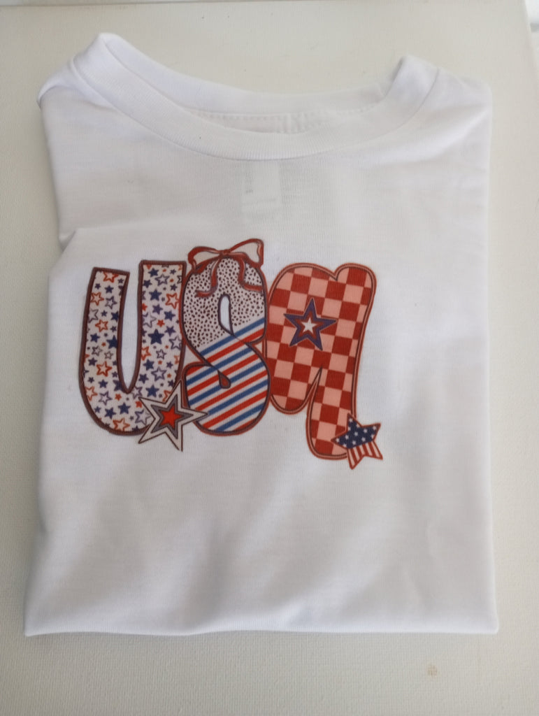 2T white USA t-shirt