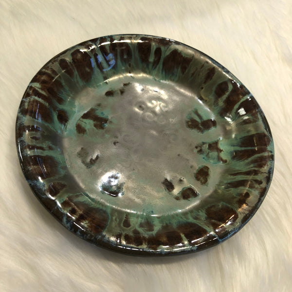 Round Pie Plate-green/brown